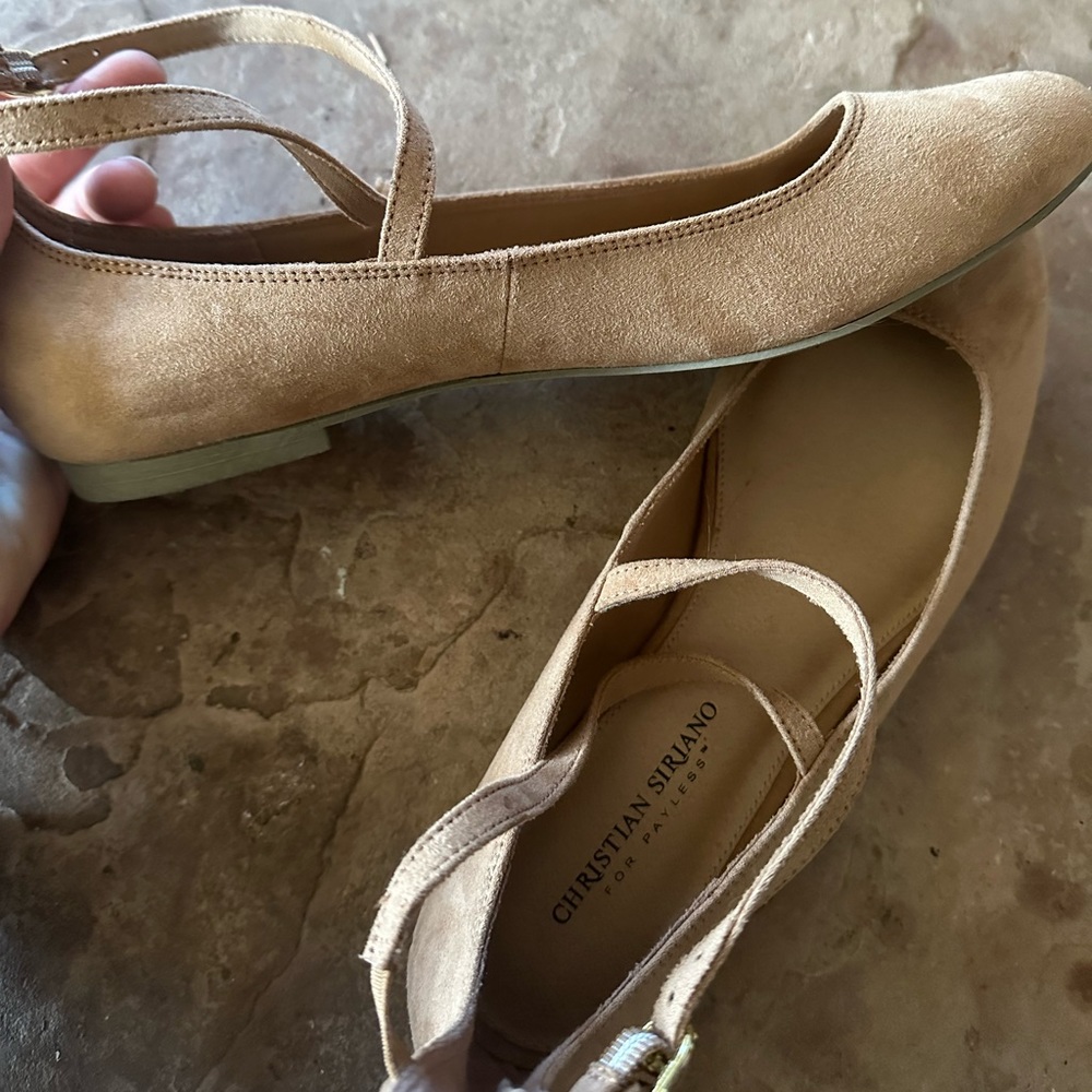 Christian Siriano Tan Suede Ballet Flats